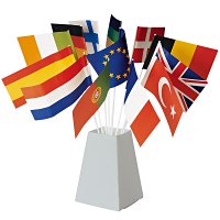 Werbeartikel: Dekofahnen in bunten Variationen Werbeartikel: Papierfahnen, Fahnenständer=Dekofahnen in bunten Variationen
