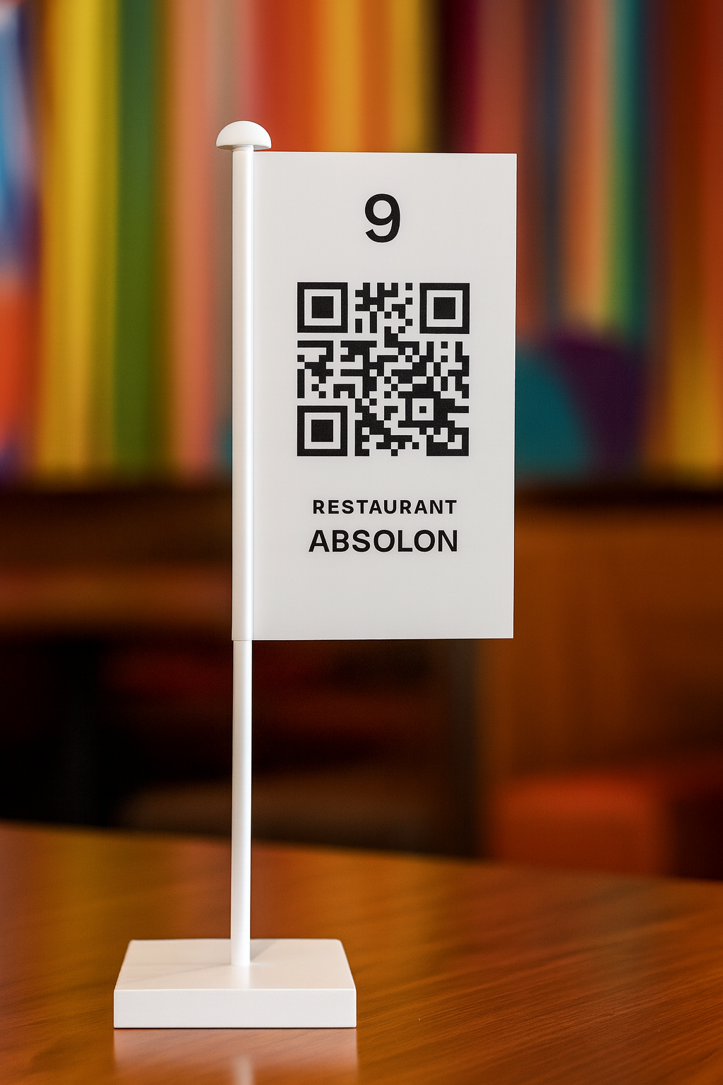 Werbeartikel: QR‑Code Tischfahnen Werbeartikel: Tischfahnen, Tisch-wimpel,=QR‑Code Tischfahnen