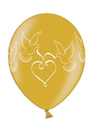 Werbeartikel: Luftballons Herz, Luftballons Hochzeit,=Luftballons Tauben Doves gold,
