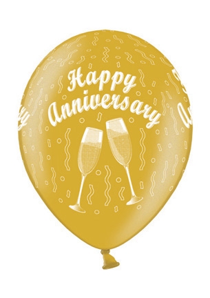 Werbeartikel: Luftballons Happy Anniverary Gold, Werbeartikel: Luftballons Herz, Luftballons Hochzeit,=Luftballons Happy Anniverary Gold,
