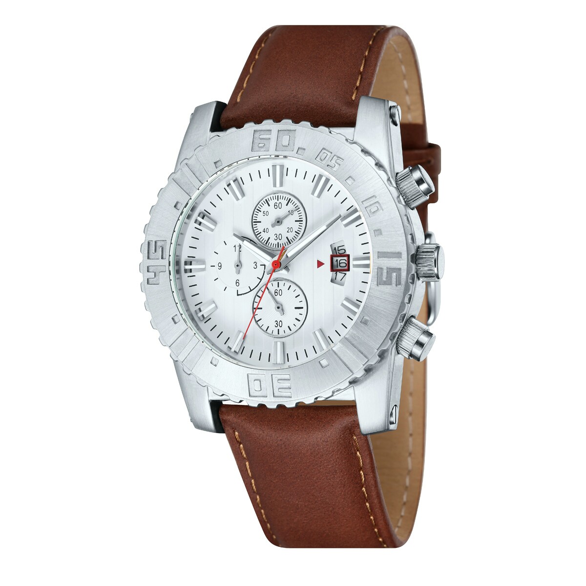 Werbeartikel: Chronographen Uhrwerk echtes Lederarmband. Werbeartikel: Chronographen Uhrwerk echtes Lederarmband.