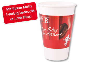 Werbeartikel: Kaffeebecher, Werbeartikel: Becherbanderolen=Kaffeebecher,