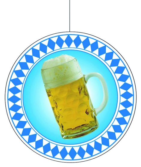Werbeartikel: Themendekoration Bayern ab Lager=Deckenhänger „Bierkrug im Rautenkreis“