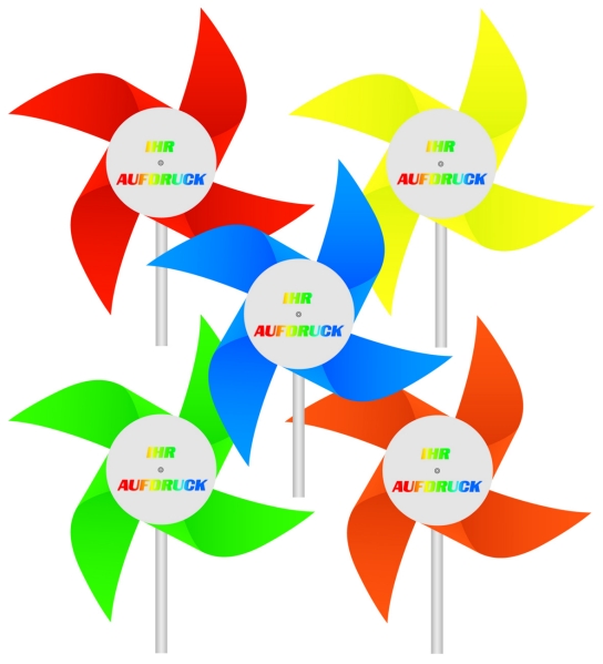 Werbeartikel: Windmühlen, Fahrrad-windmühlen,=Windmühlen aus Kunststoff