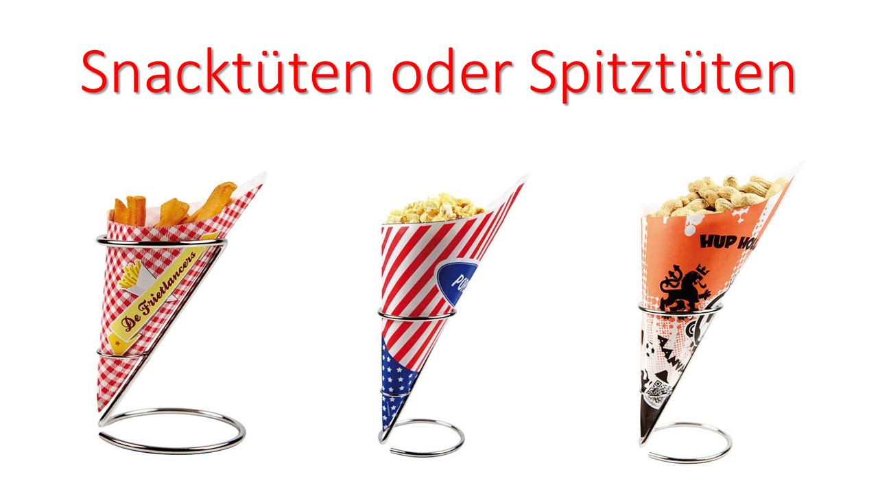 Werbeartikel: Snacktüten, Spitztüten, Werbeartikel: Partyartikel, Events-artikel,=Snacktüten, Spitztüten,