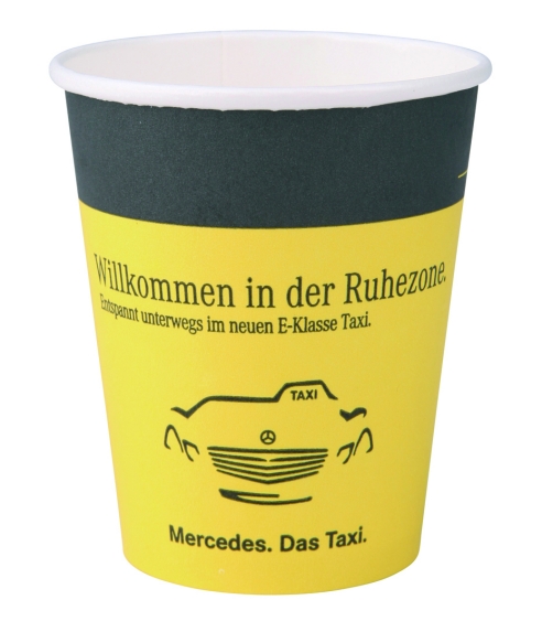 Werbeartikel: Kartontrink-becher mit Flexodruck, Werbeartikel: Becher mit Flexodrucken,=Kartontrink-becher mit Flexodruck,