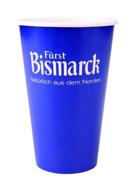 Werbeartikel: Becher mit Flexodrucken,=Flexodruck-Pappbecher,