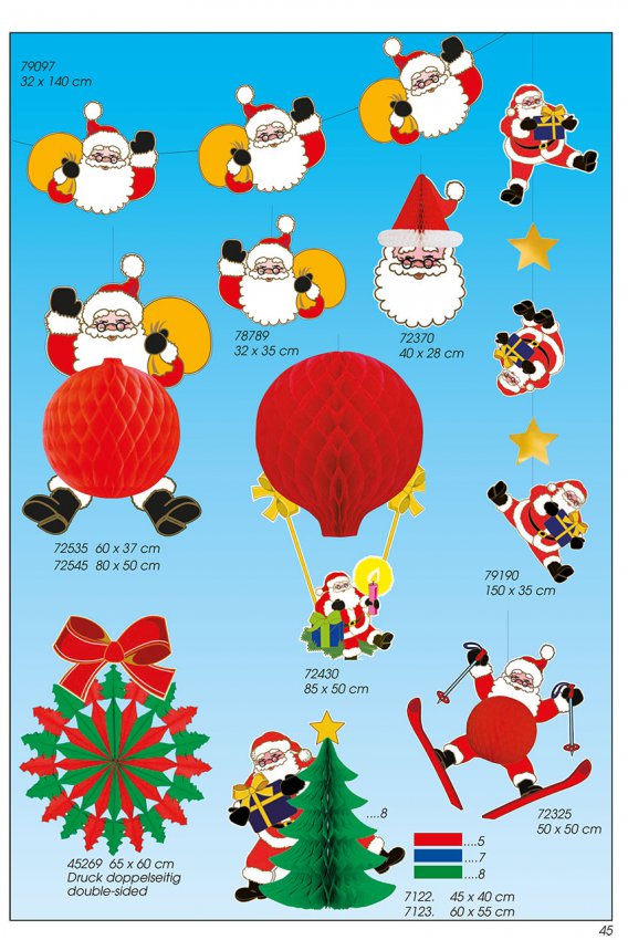 Werbeartikel: Papier Weihnachtsmann Deko, Werbeartikel: Weihnachten deko,=Papier Weihnachtsmann Deko,