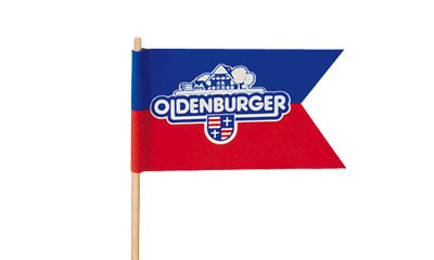 Werbeartikel: Holzpicker formgestanzt, Werbeartikel: Werbe Minifahnen,=Holzpicker formgestanzt,