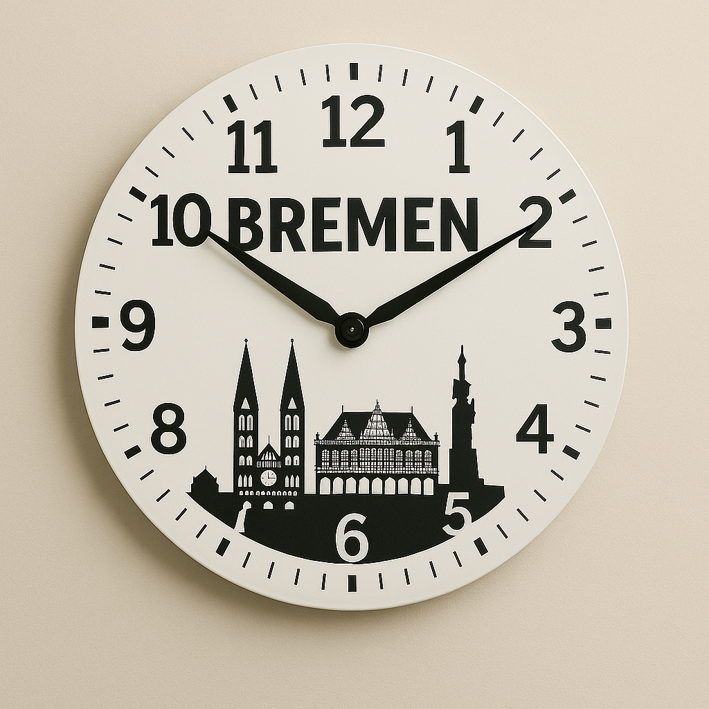 Werbeartikel: Wand Uhr=Wanduhr mit Bremen-Motiv